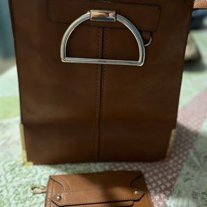 Tan leather purse